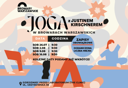  Joga na trawie w Browarach Warszawskich. Cykl letnich spotkań z Justinem Kirschnerem