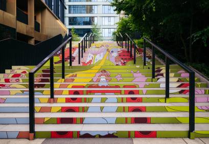 Warsaw Breweries' iconic stairs undergo a&nbsp;vibrant summer transformation with street art installation